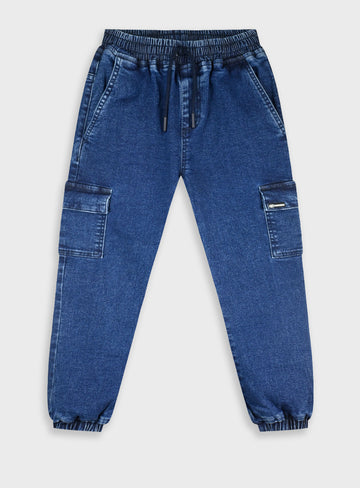 Cotton Boy Trousers - Blue Denim