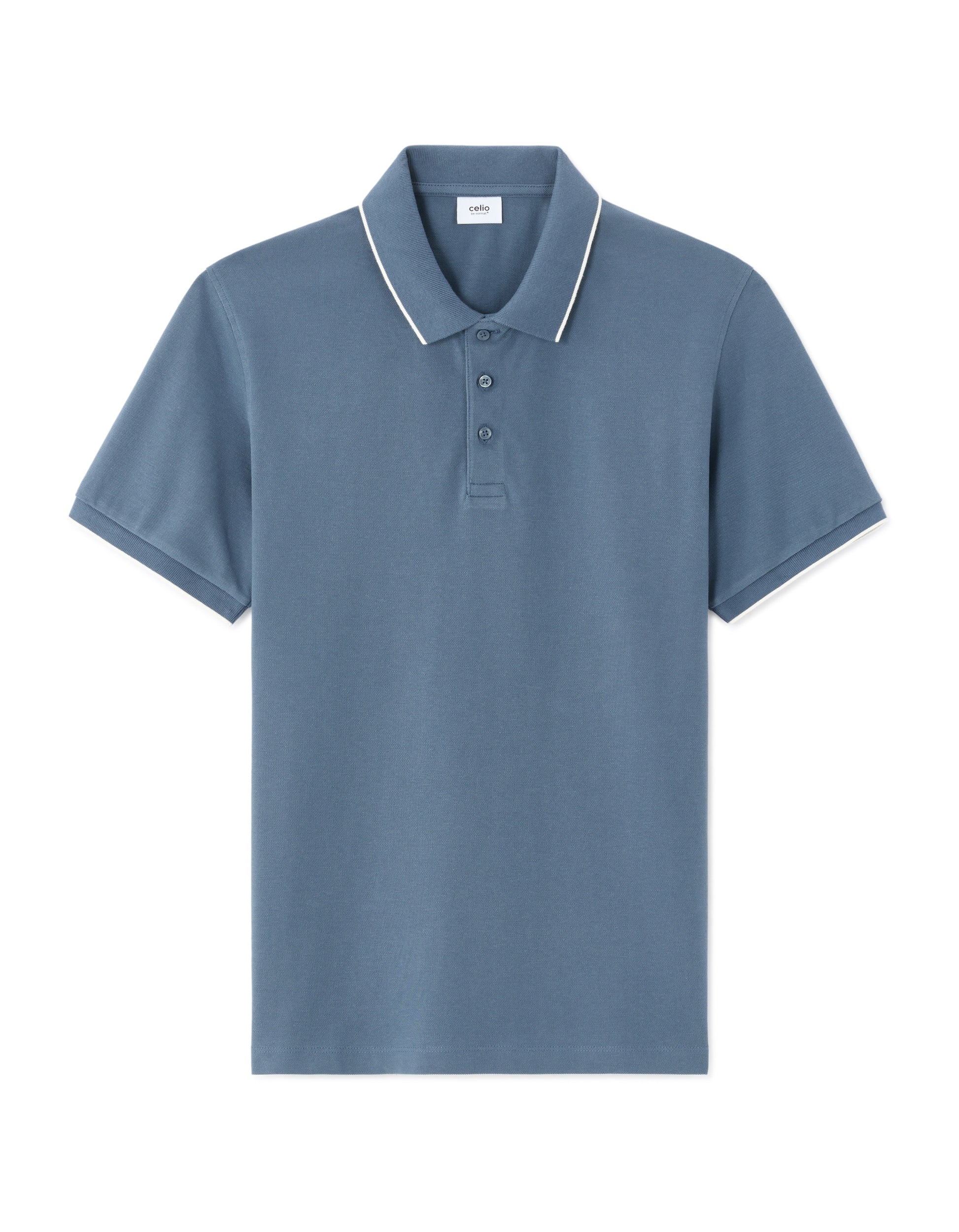 Celio Dark Blue Regular Fit 100% Cotton Piqué Polo - Grey