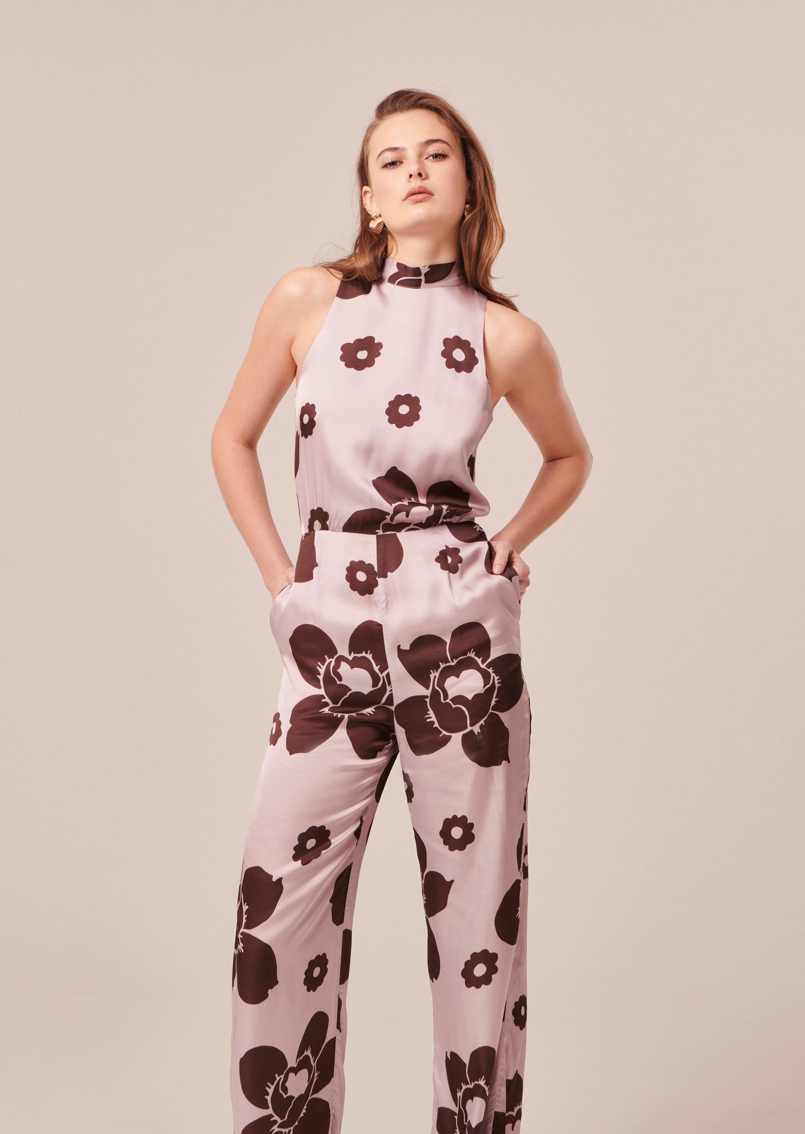 Cecile purple flower printed jumpsuit by Tara Jarmon Lebanon
