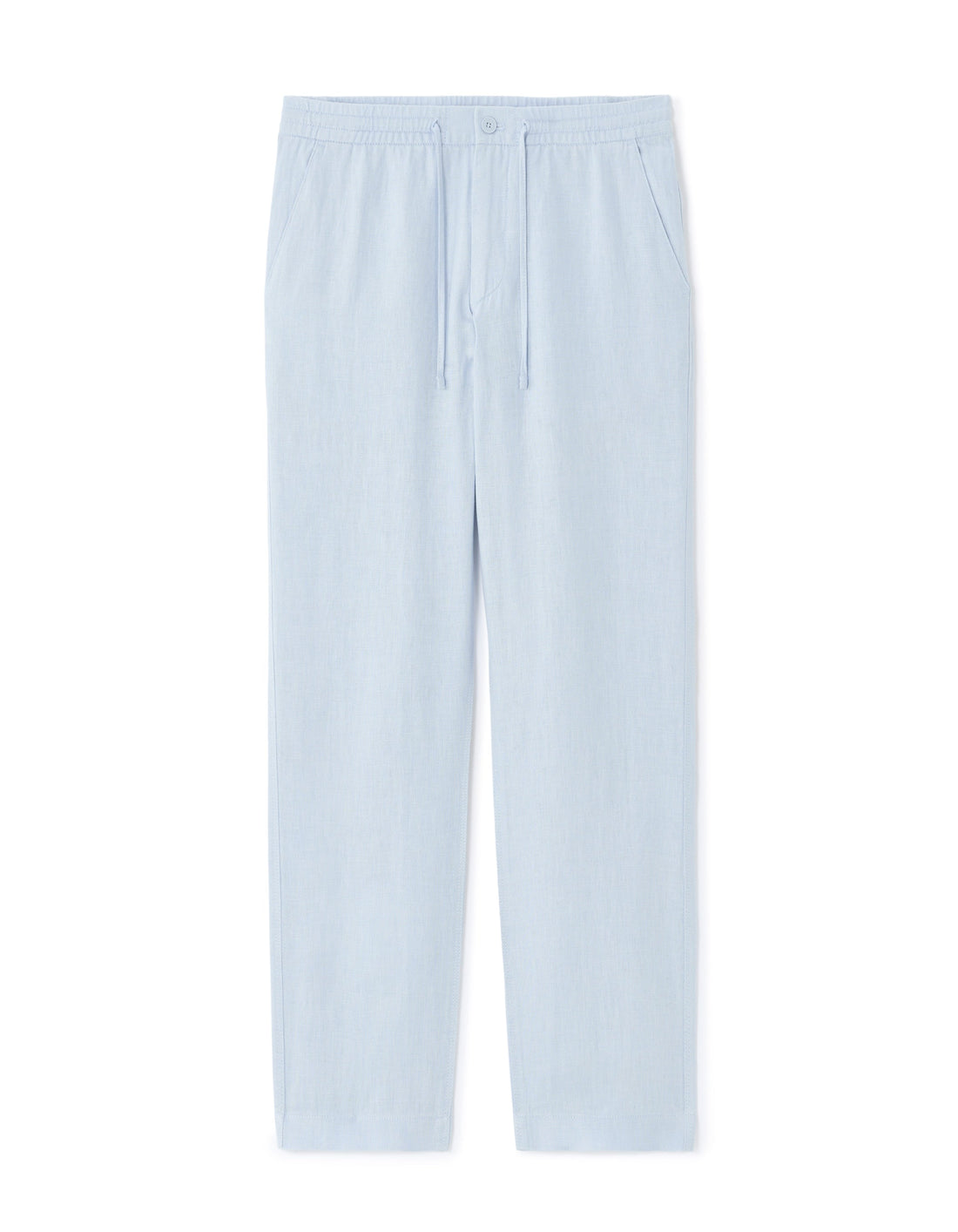 Light Blue 100% Linen Straight-Leg Pants Celio