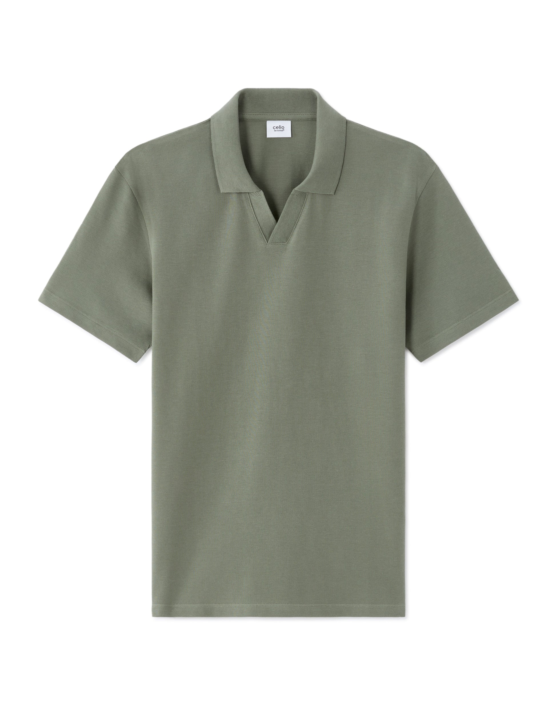 Celio Piqué Regular Fit Shark Collar Polo - Green
