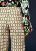 Primavera ecru with green graphic design pants by Tara Jarmon Lebanon