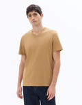 Celio V-Neck Regular Fit 100% Cotton T-shirt - Beige