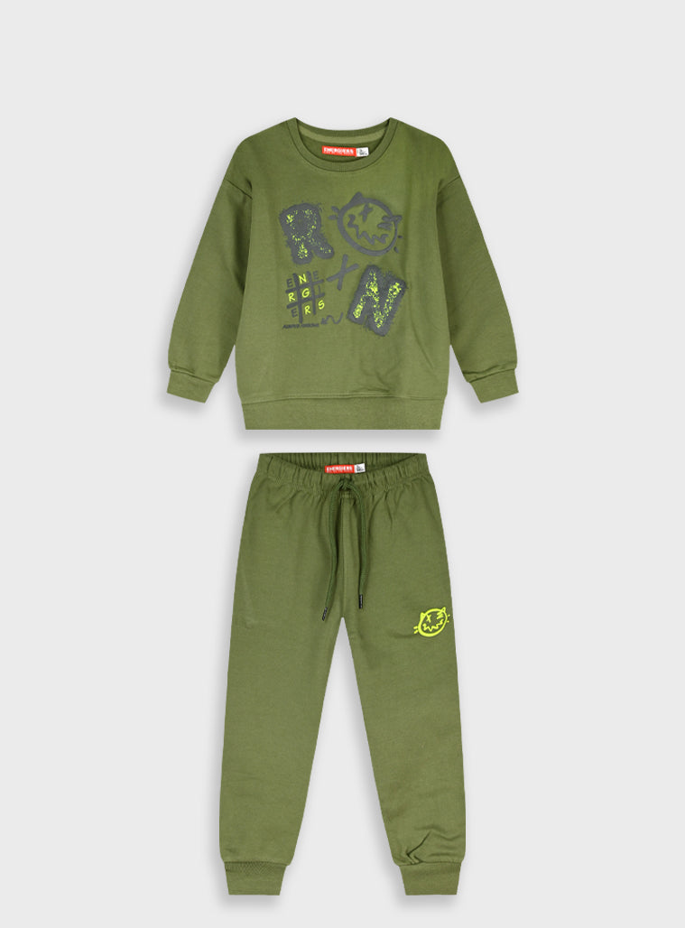Cotton Boy Tracksuit - Khaki