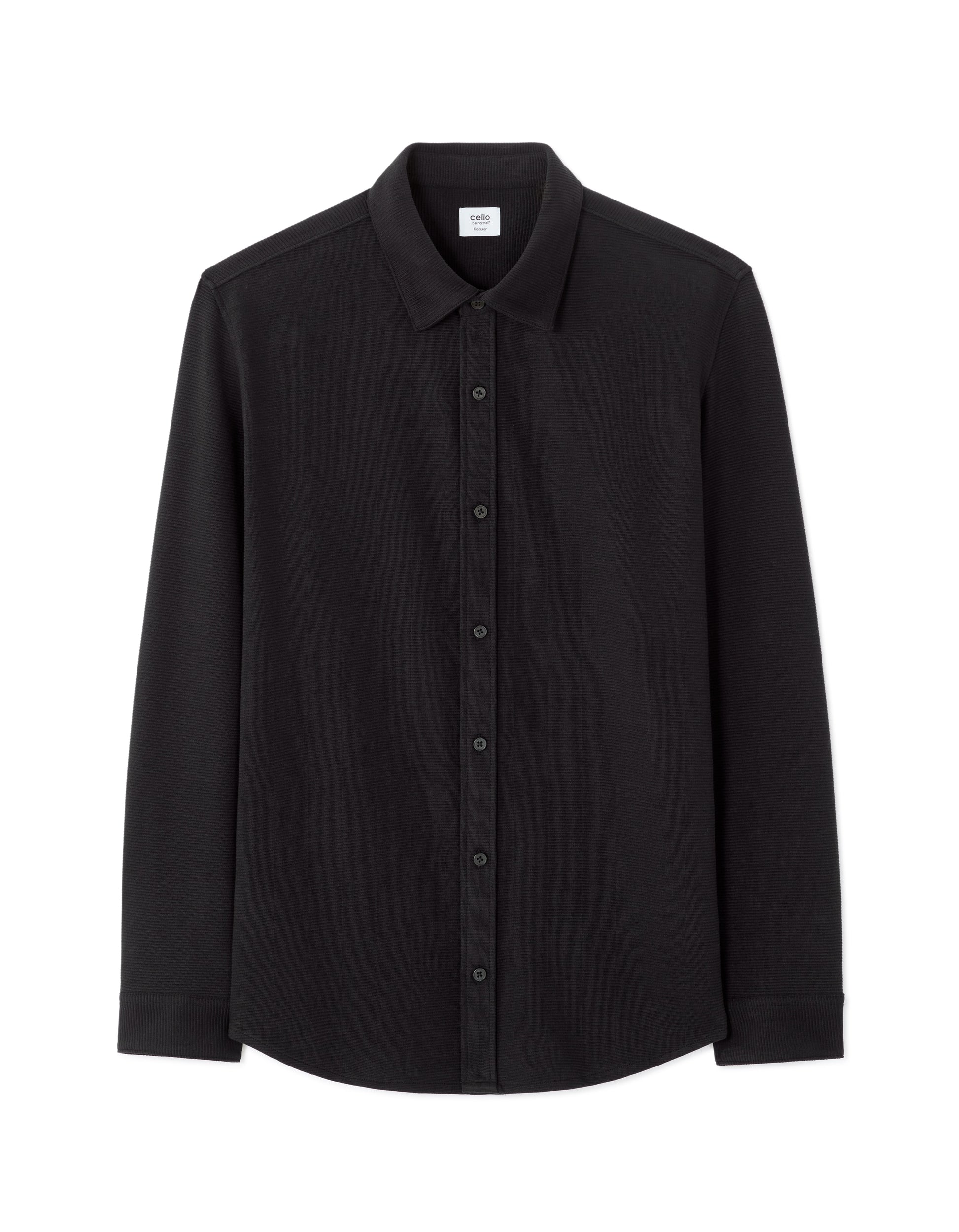 Celio Black regular fit ribbed shirt - Black