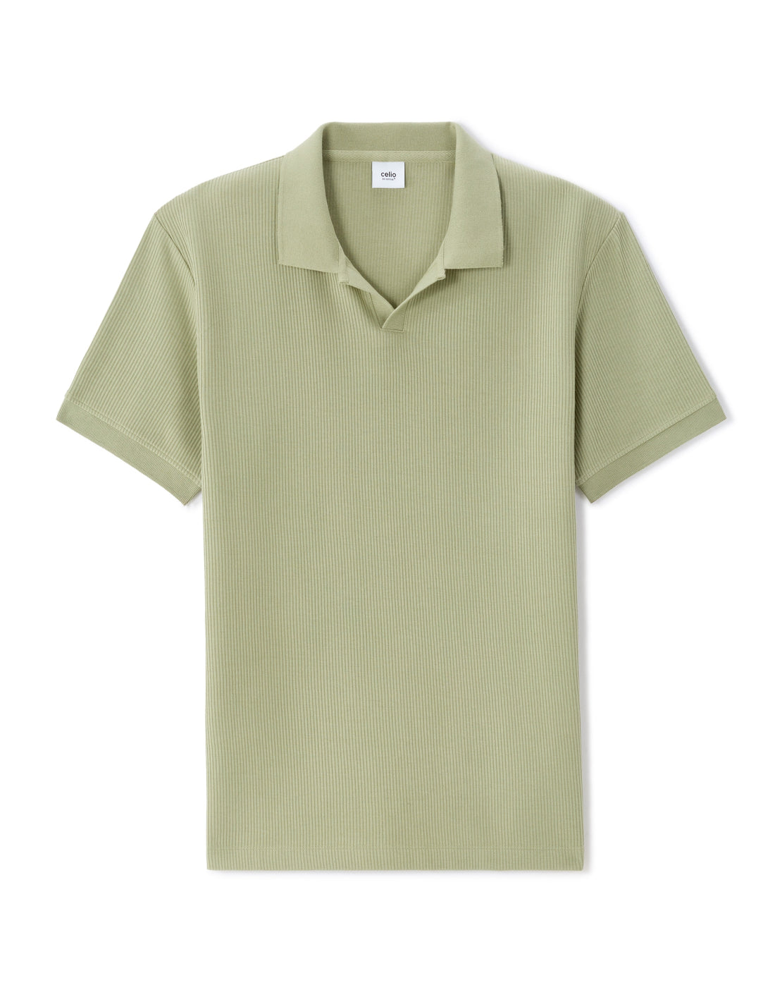 Celio Regular fit ribbed knit 100% cotton polo - Green