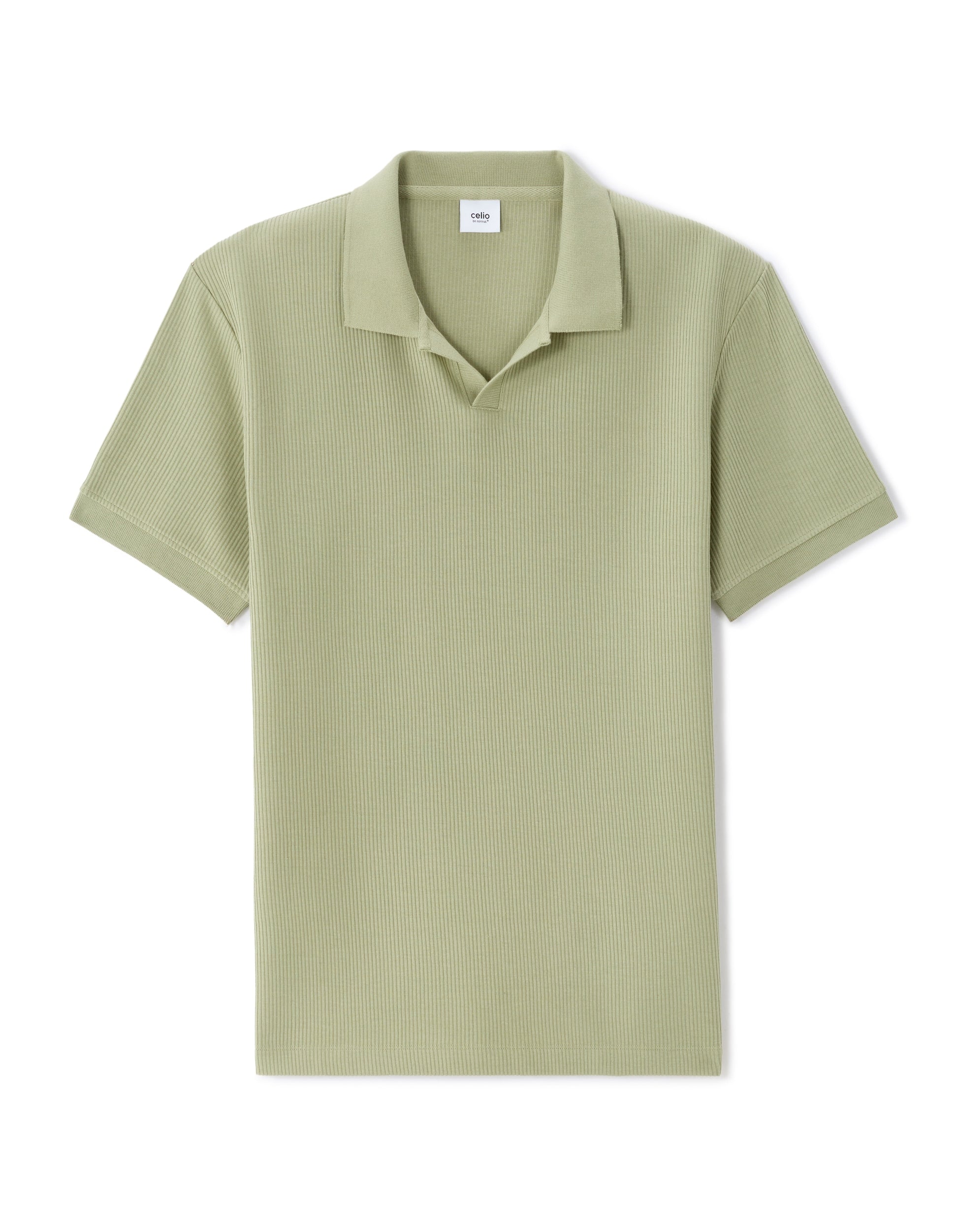 Celio Regular fit ribbed knit 100% cotton polo - Green