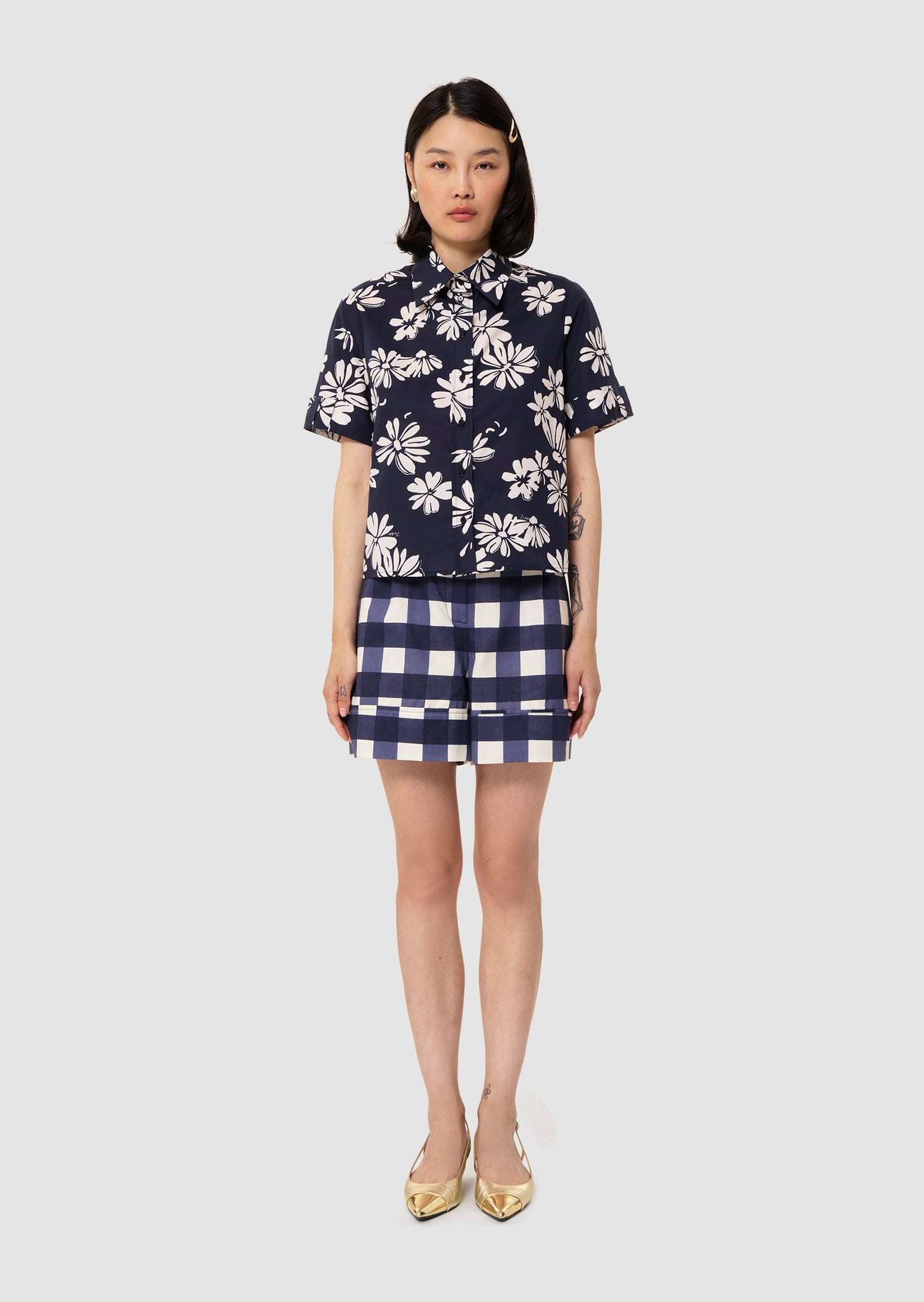 Charles midnight blue with a floral print by Tara Jarmon Lebanon