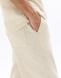Textured and Striped Straight Leg Pants Celio
