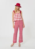 top in red checkered cotton