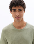 Celio Regular Fit Crew Neck 100% Linen T-shirt - Green