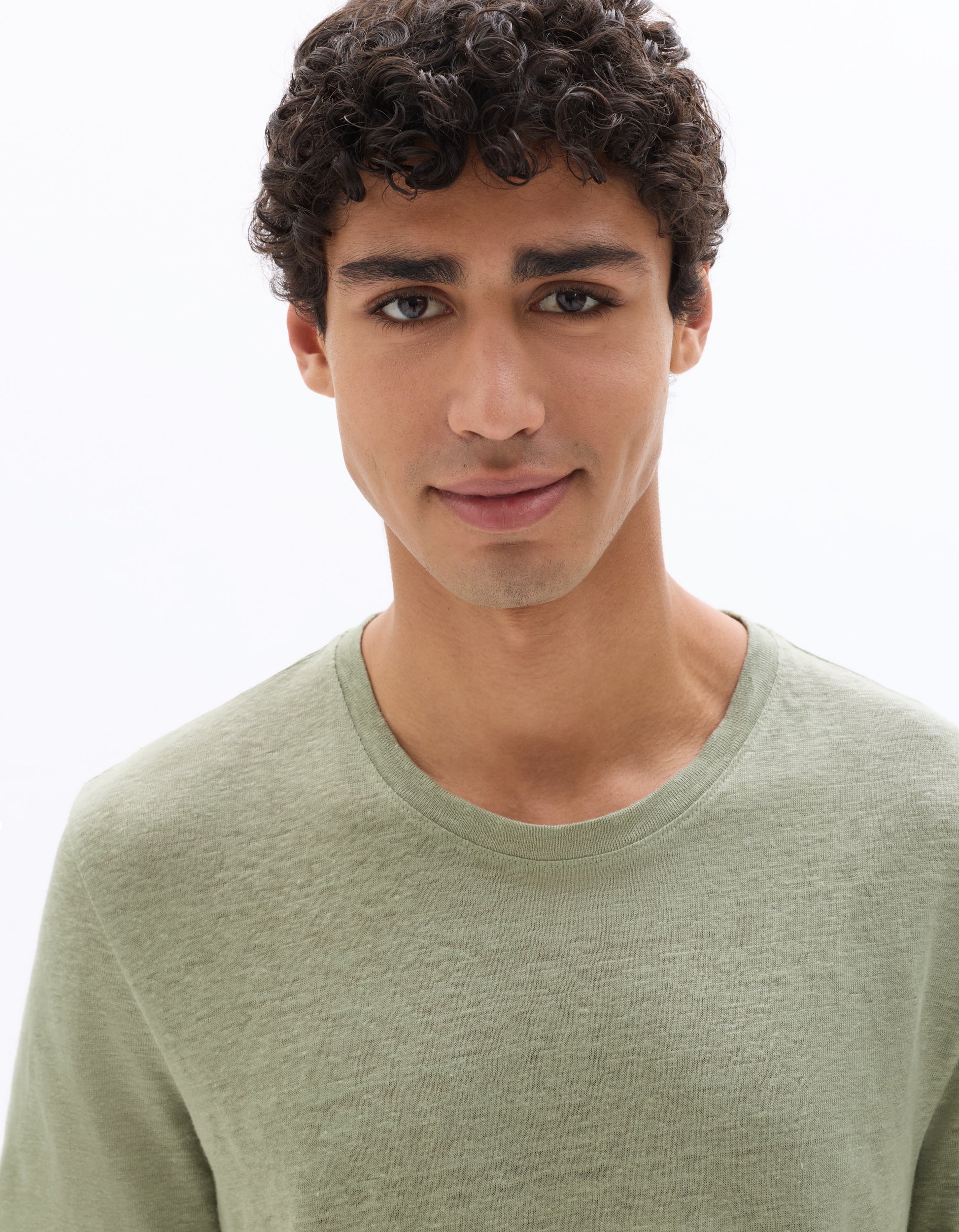 Celio Regular Fit Crew Neck 100% Linen T-shirt - Green