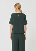 top in midnight blue fluid crepe