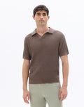 Celio Regular Fit Striped and Textured Polo Shirt - Grey