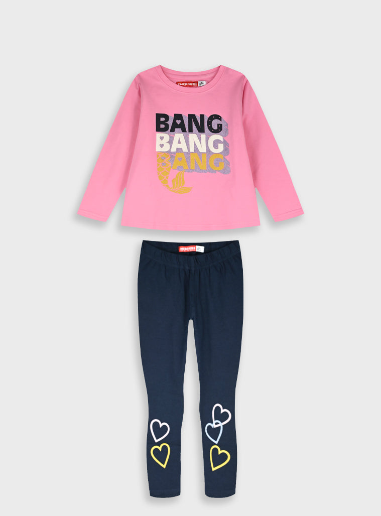 Cotton Girl Set - Navy