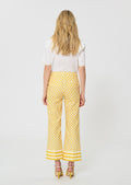 trousers in yellow checkered pattern linen