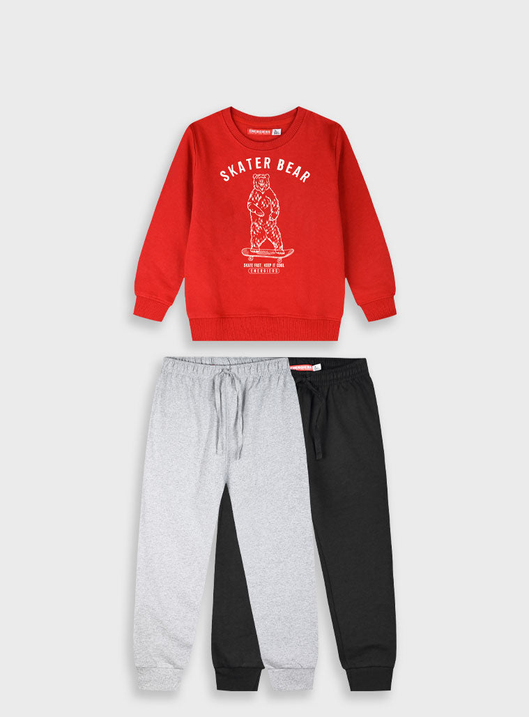 Black Tracksuit 3Pcs.(Blouse,Trousers) for Boys