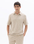 Celio Regular Fit Cuban Collar Bouclé Effect Polo - Beige