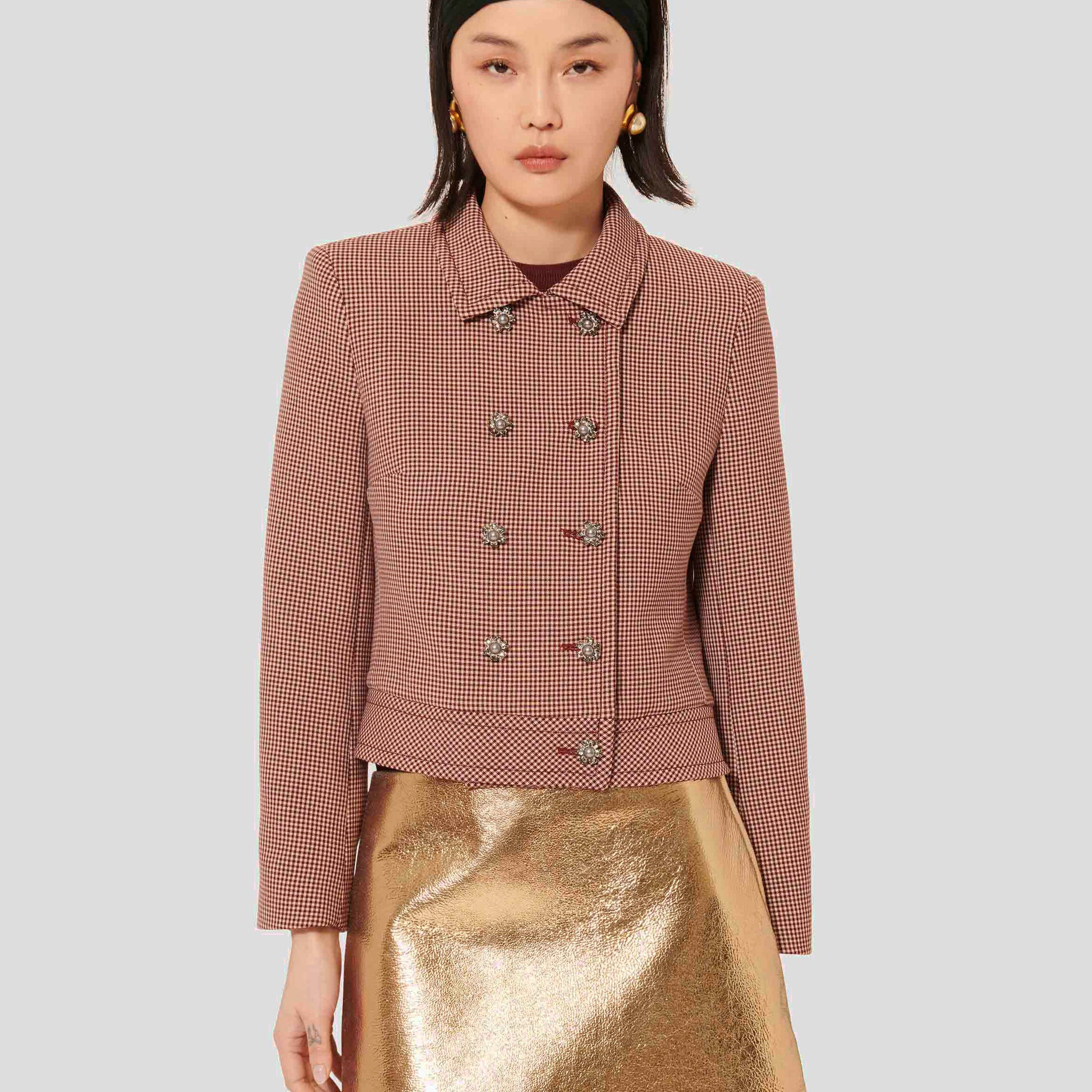 Virginia Burgundy Houndstooth Vest by Tara Jarmon Lebanon