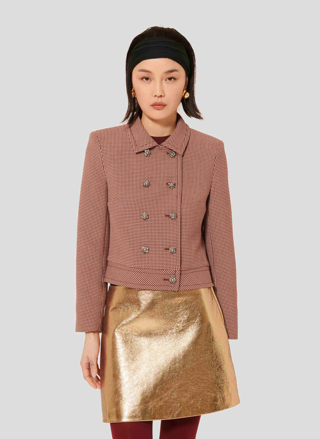 Virginia Burgundy Houndstooth Vest by Tara Jarmon Lebanon