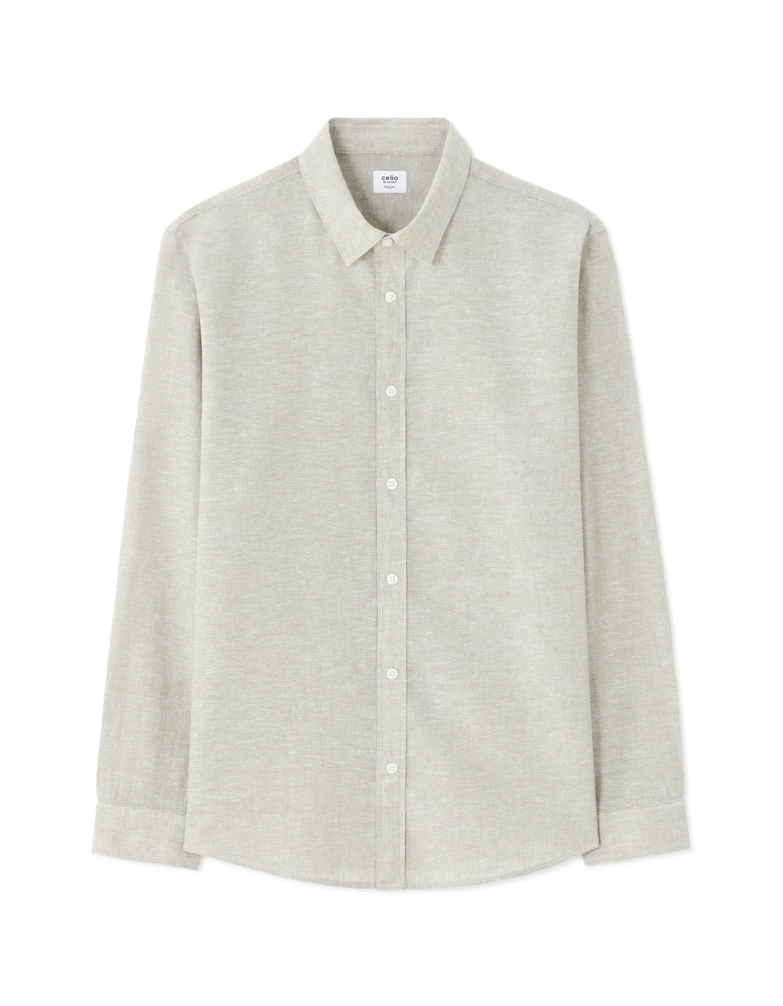 Celio Regular Fit French Collar Linen and Cotton Shirt - Green
