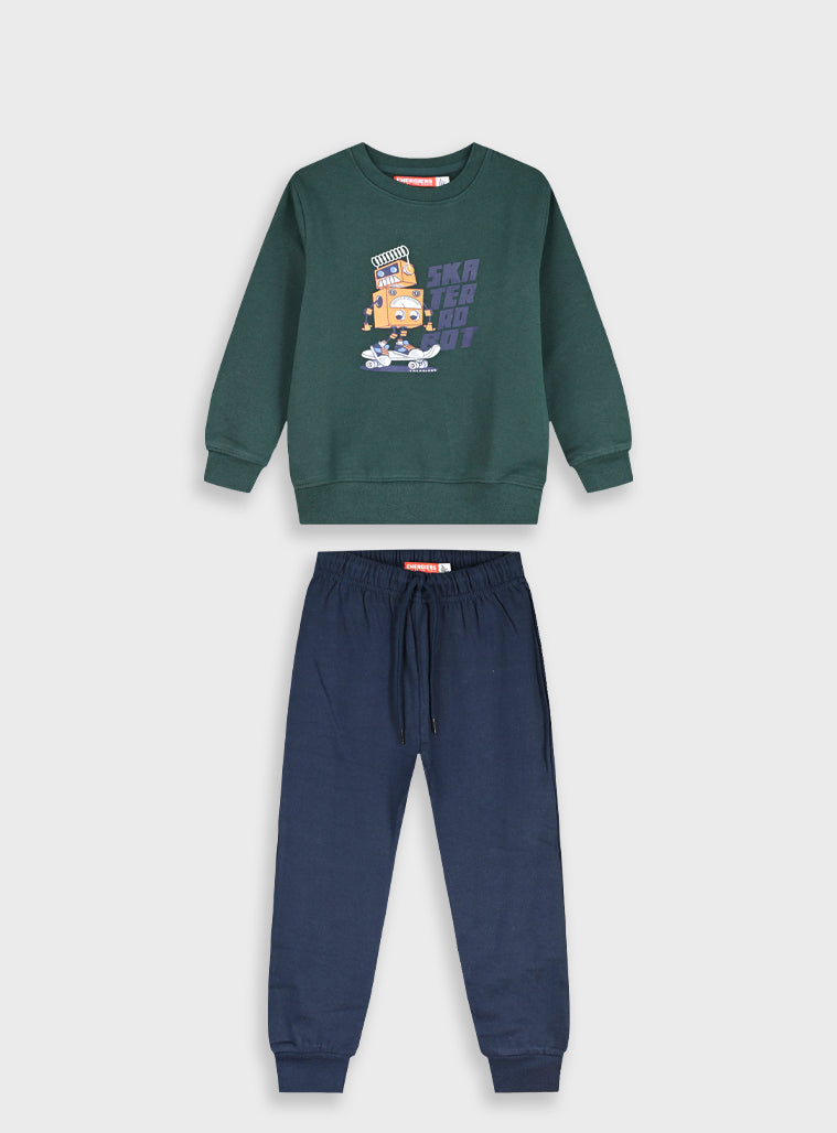 Cotton Blend Boy Tracksuit - Navy
