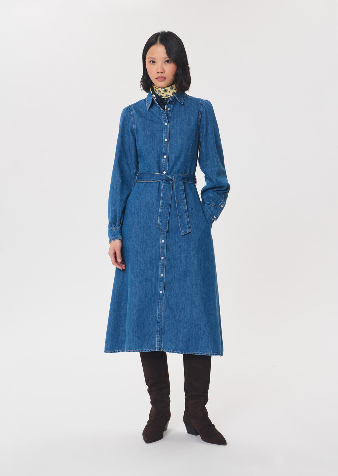 Rodeo dress in denim blue cotton by Tara Jarmon