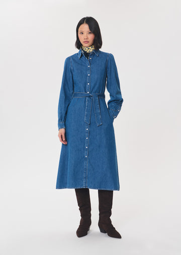 Rodeo dress in denim blue cotton by Tara Jarmon
