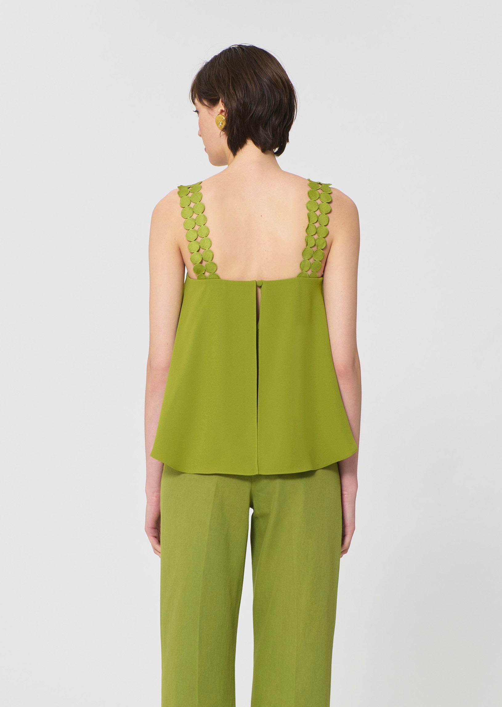 top in yellow fluid crepe