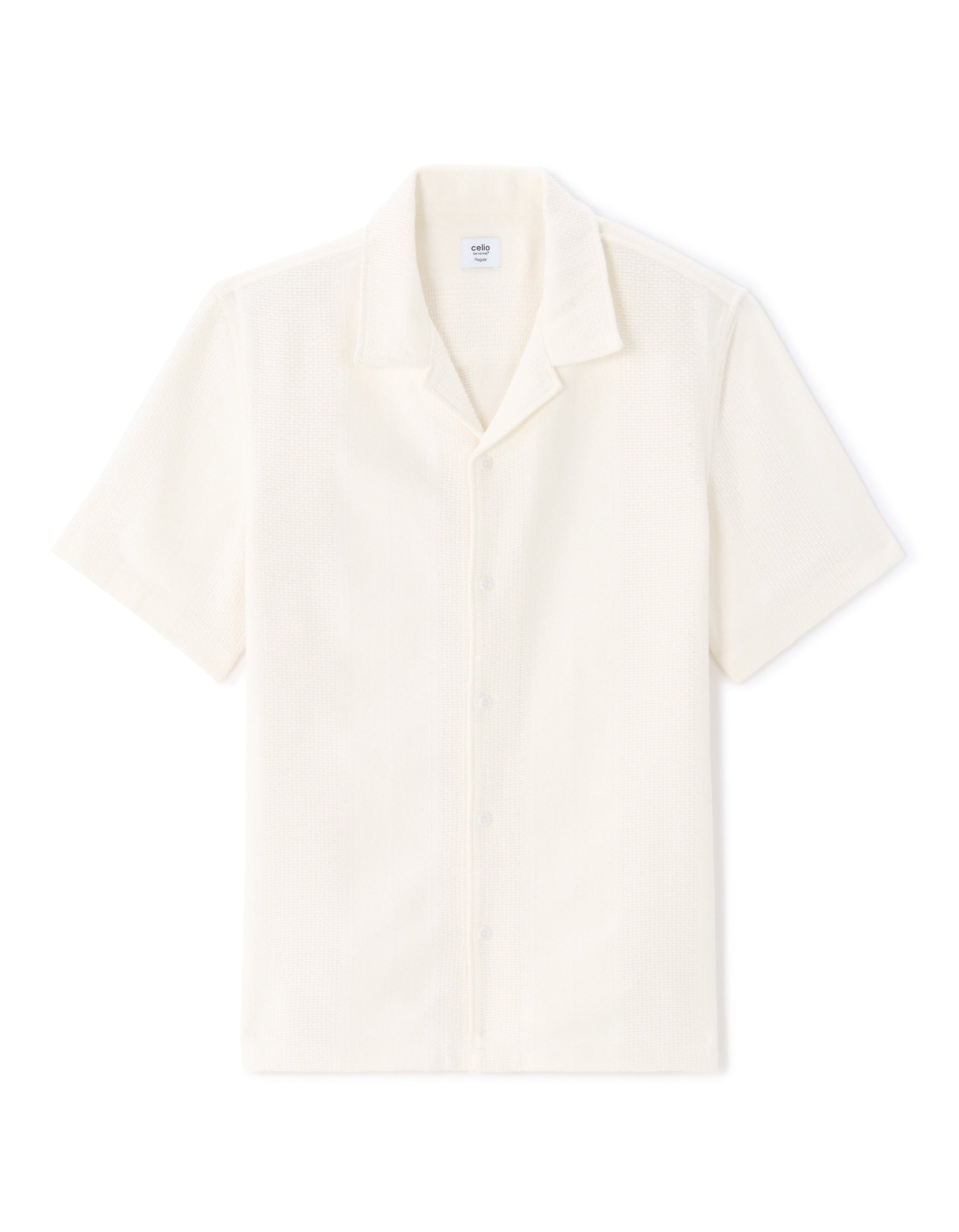 Regular Fit 100% Cotton Jacquard Short Sleeve Shirt Celio