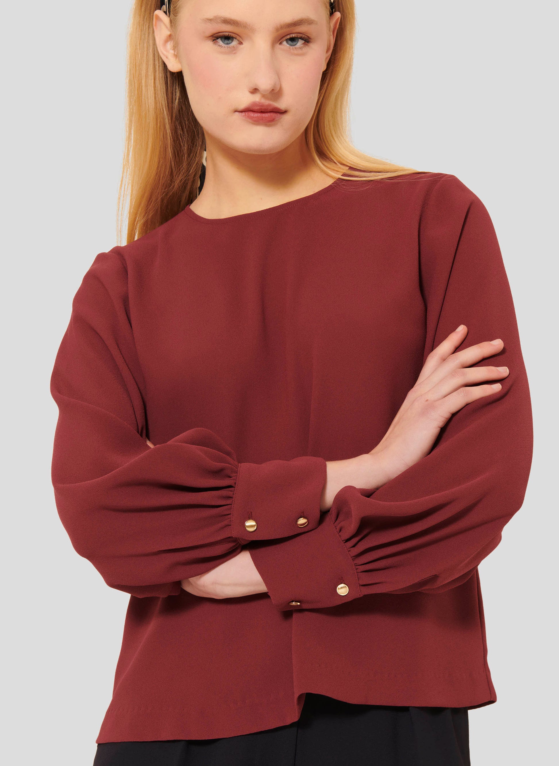Tacci Burgundy Crepe Top by Tara Jarmon Lebanon