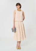 skirt in beige embossed floral pattern