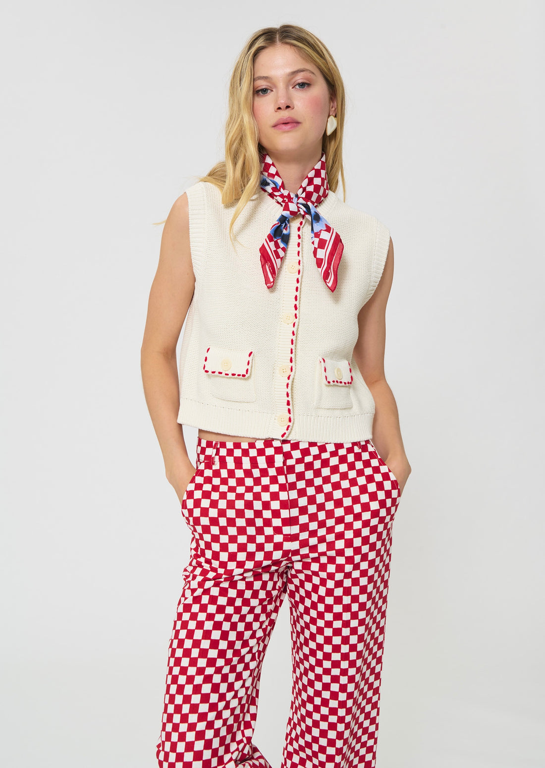 vest in ecru cotton