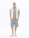 Celio Blue Solid Washed-Effect 100% Cotton Bermuda - Grey