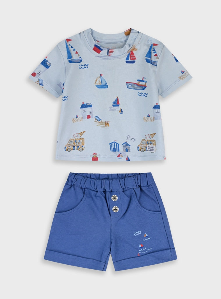Blue Infant Set(Shorts,Blouse) for Boys