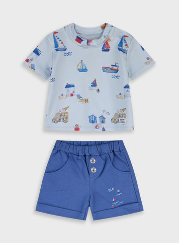 Blue Infant Set(Shorts,Blouse) for Boys