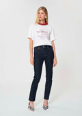 T-shirt in white embroidered cotton clover