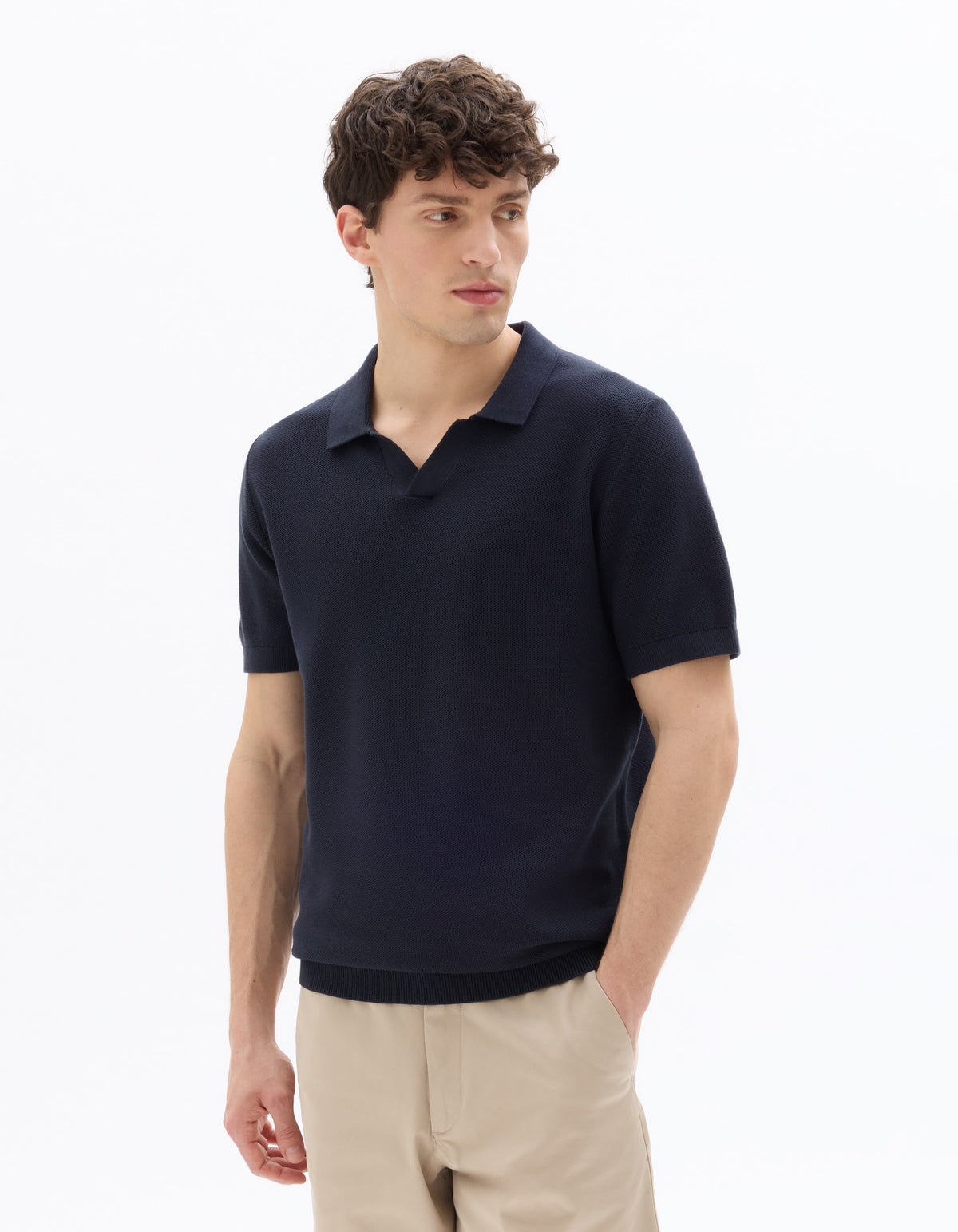 Celio Regular Fit Pique Polo, 100% Cotton Knit - Navy