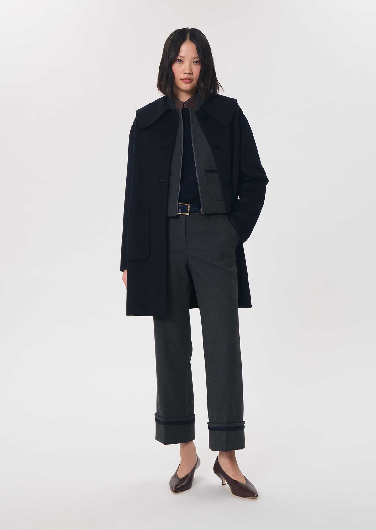 Marie coat in navy wool by Tara Jarmon