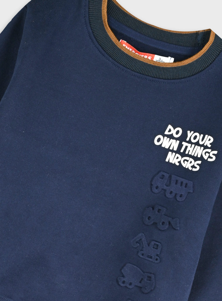 Cotton Blend Boy Blouse Sweatshirt - Navy