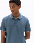 Celio Dark Blue Regular Fit 100% Cotton Piqué Polo - Grey