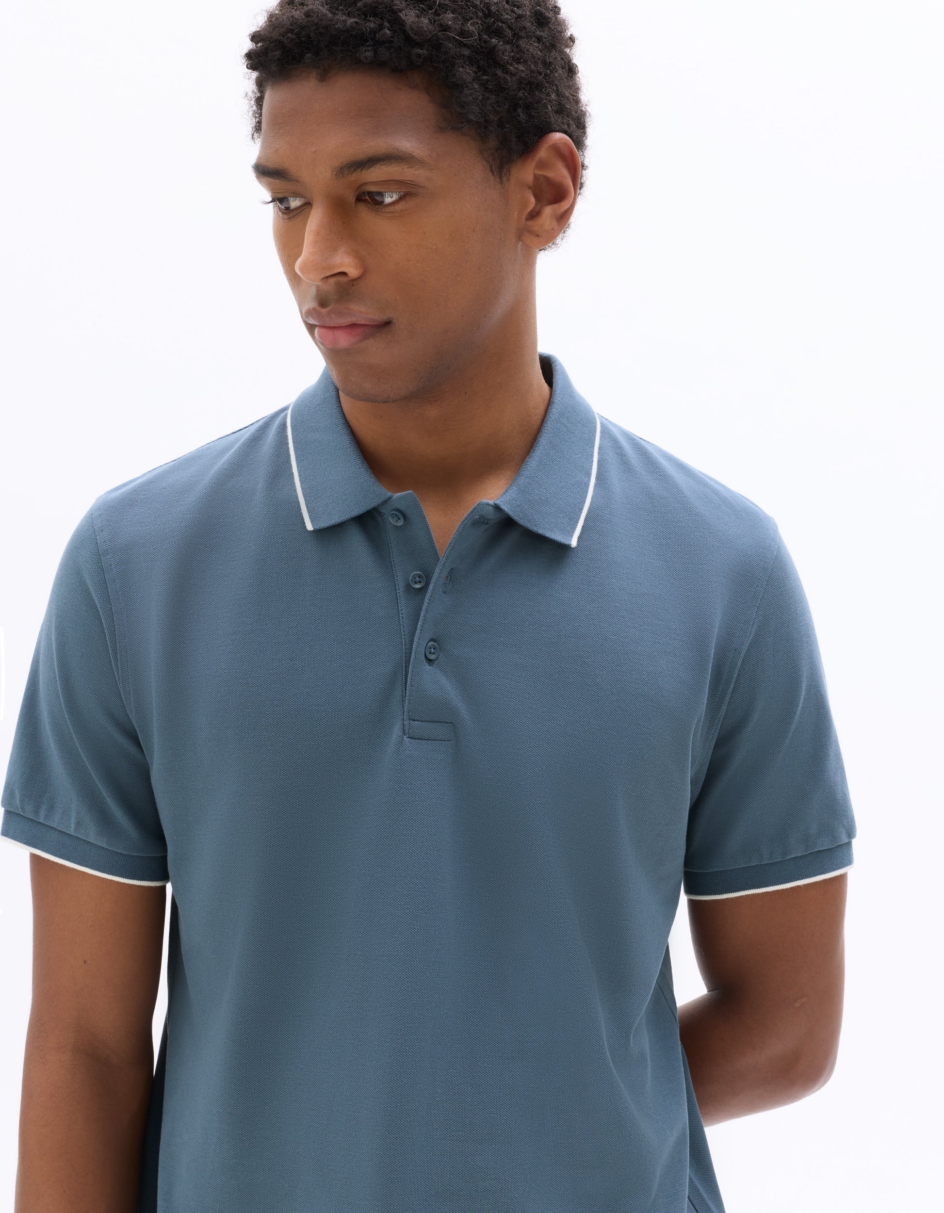 Celio Dark Blue Regular Fit 100% Cotton Piqué Polo - Grey