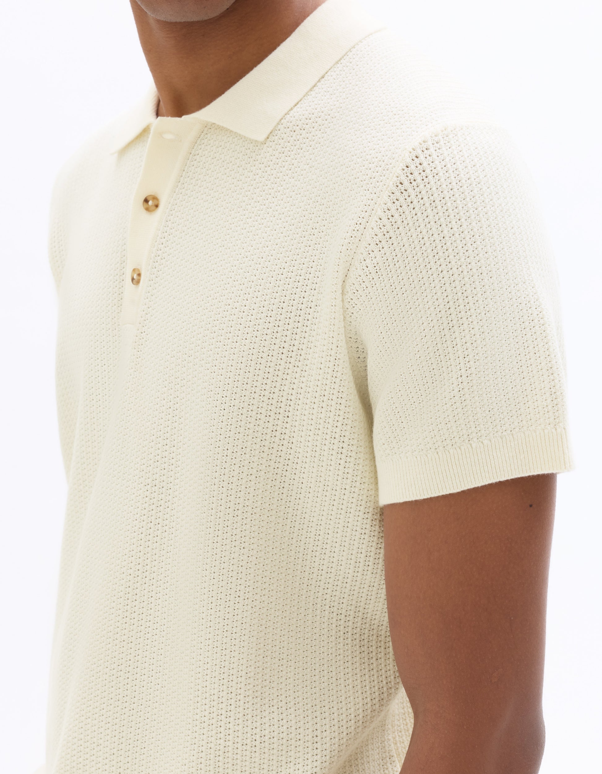 Celio Regular fit textured knit polo - White
