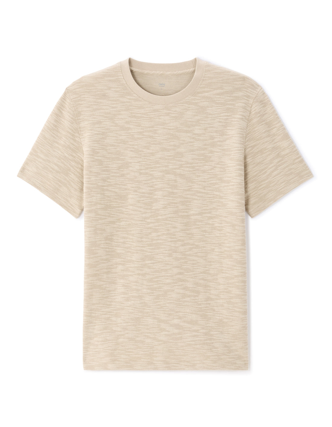 Celio Boxy Crew Neck Bouclé-Effect T-shirt - Beige