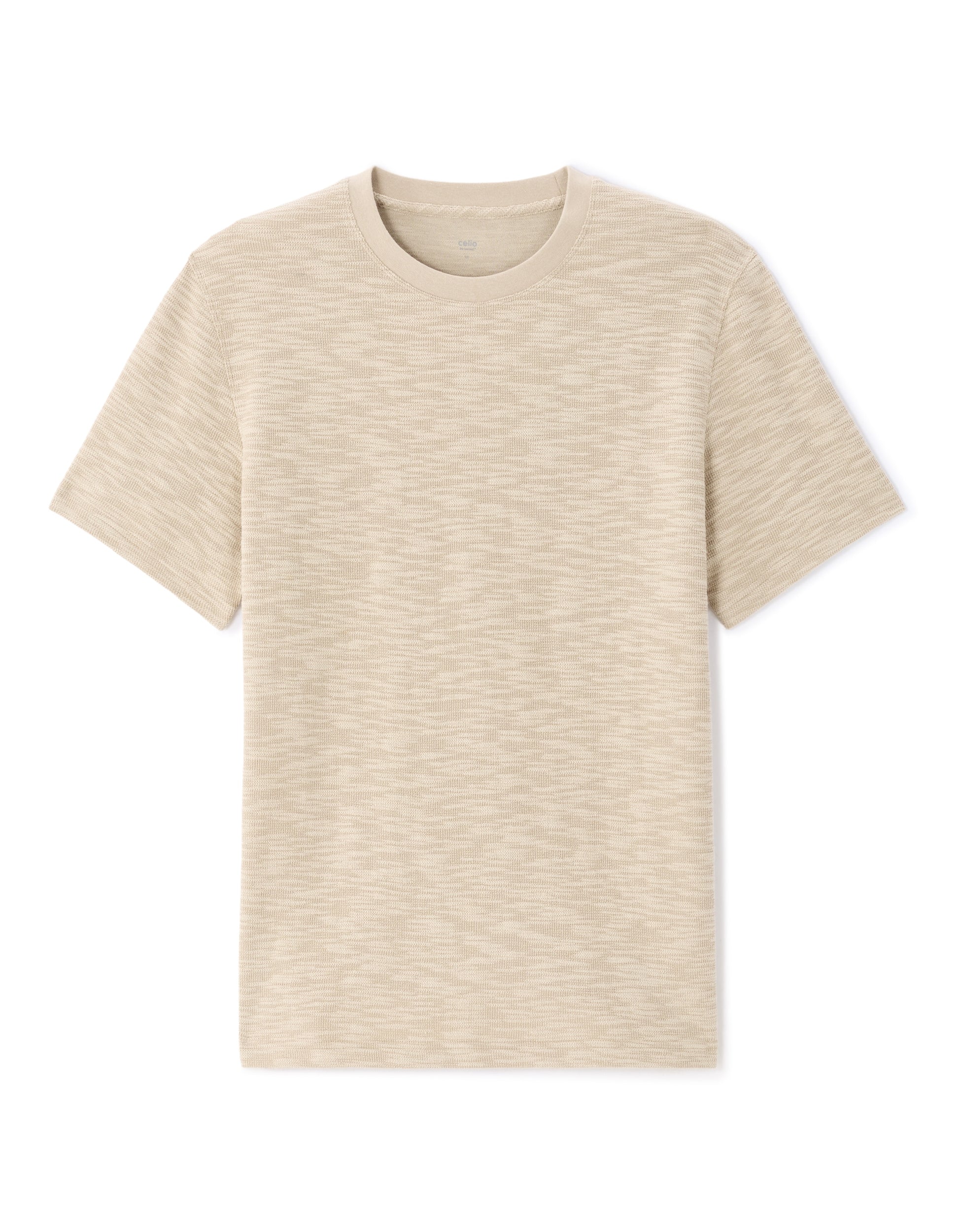 Celio Boxy Crew Neck Bouclé-Effect T-shirt - Beige