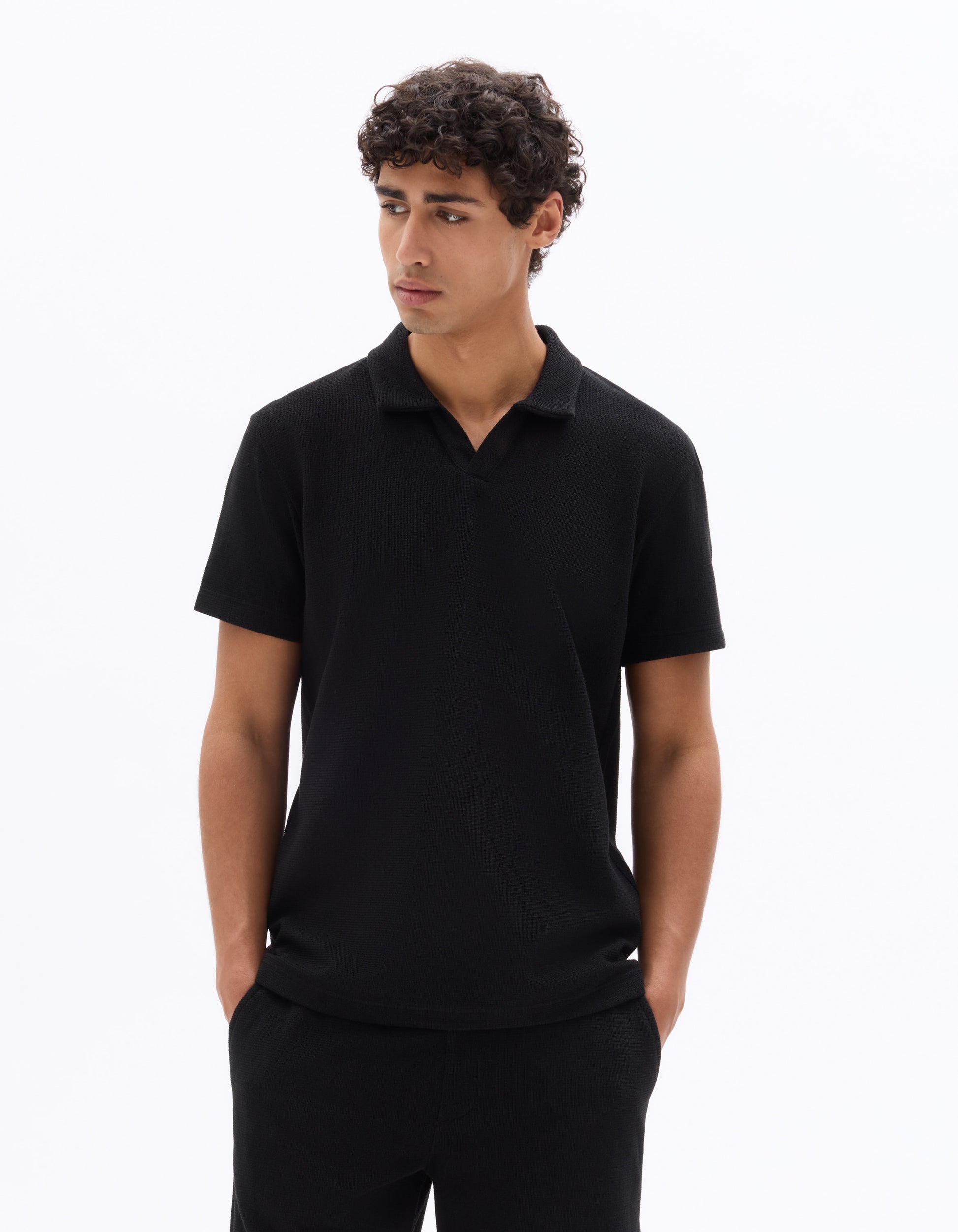 Celio Regular fit knit polo - Black