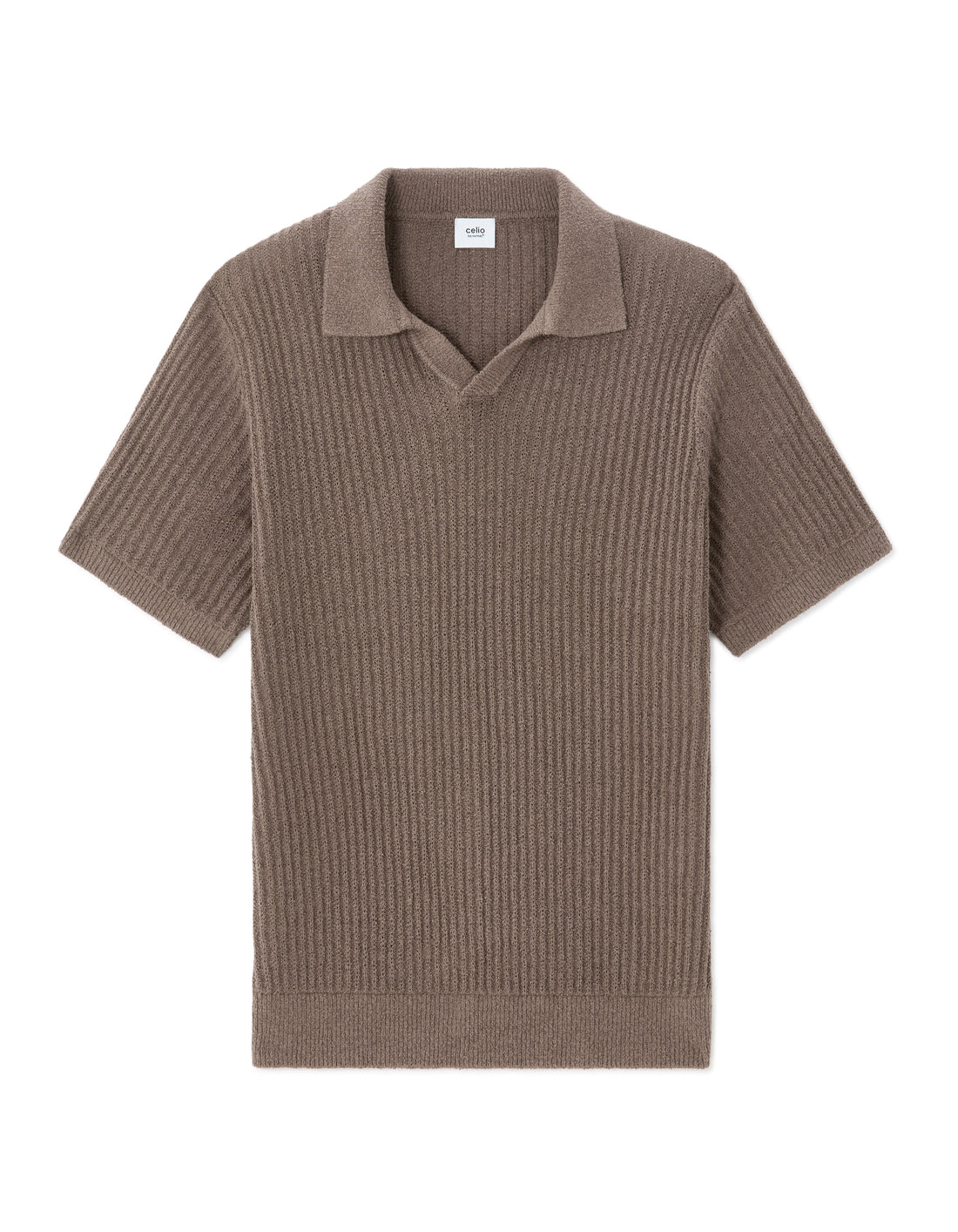 Celio Regular Fit Striped and Textured Polo Shirt - Grey