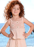 Beige Set(Blouse,Shorts) for Girls