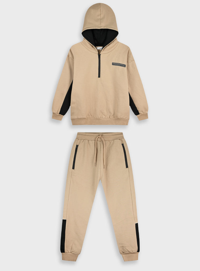 Cotton Blend Boy Set - Sand