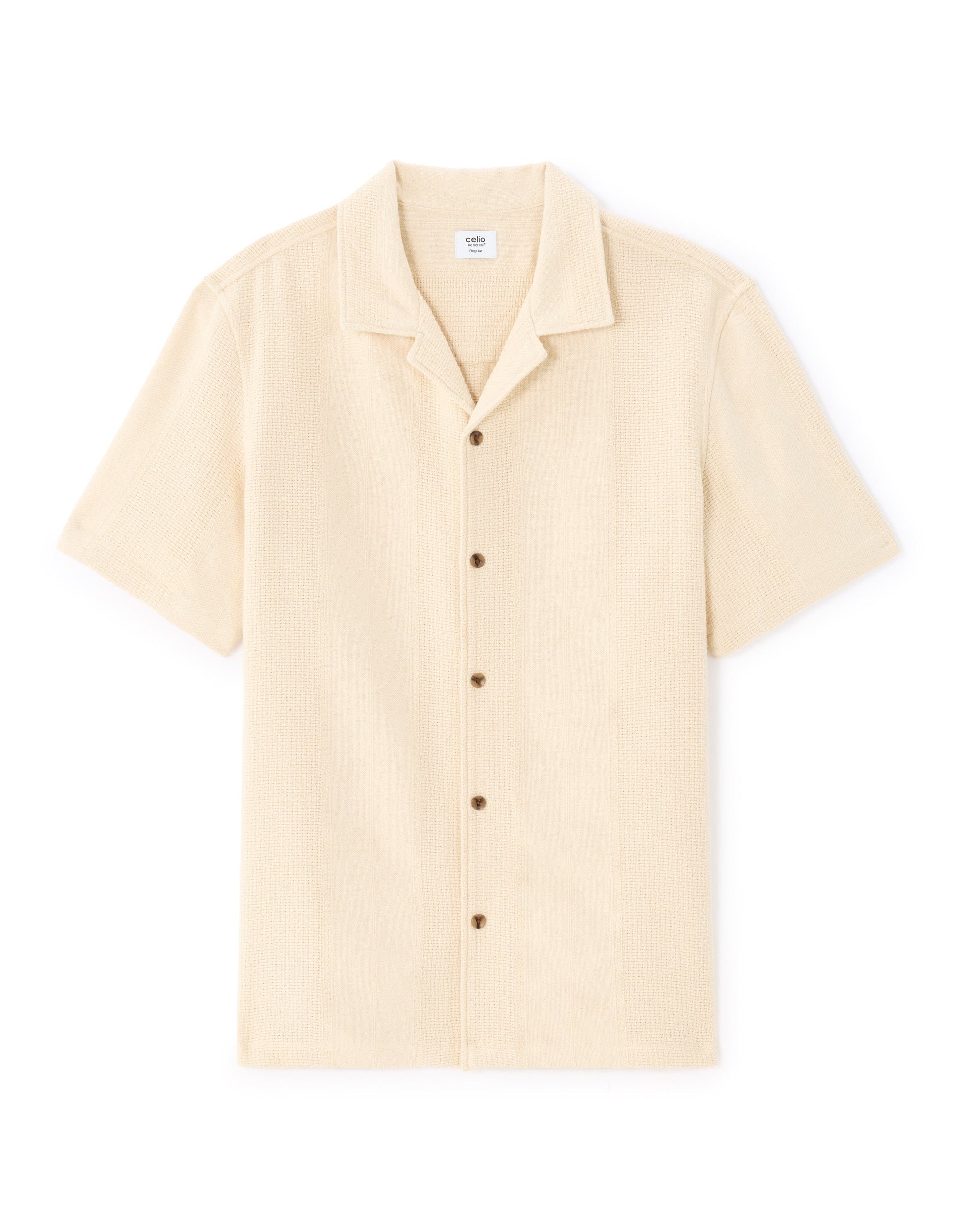 Regular Fit 100% Cotton Jacquard Short-Sleeved Shirt Celio